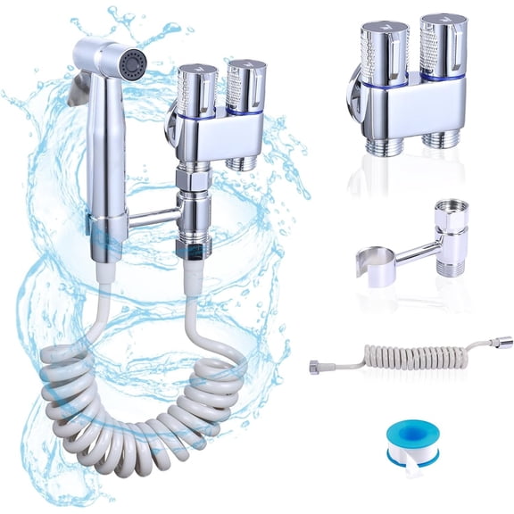 Handheld Toilet Bidet Sprayer for Toilet, Muslim Shower Bidet Toilet Hose Sprayer Kit, Jet Bidet Attachment Connected to Faucet for Cloth Diaper Care and Feminine Wash ()