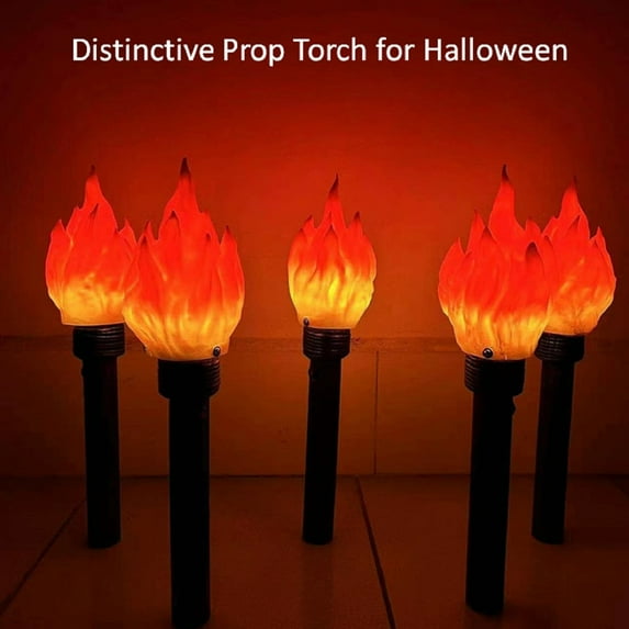 Handheld Torch Prop Led Light, 18.05 Inch Long Realistic Flame Design, Lampshade Retro Handle For Themed Party Camping Halloween Easter