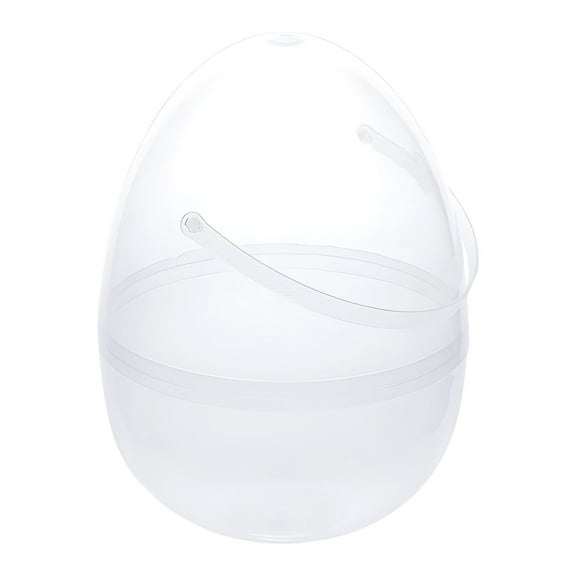 Handheld Transparent Egg Storage Box, 6.7"x9.84" Twist-Open Design with Hollow Round Decoration, Plastic Easter Egg Container for Toys and Treats