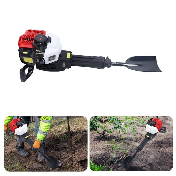 52CC Gas Powered Post Hole Digger, 2-Stroke Handheld Trencher with 1900W Engine, 6500RPM, 1500 Impacts/Min, 20-55J Impact Force Earth Auger Drill for Tree Planting, Fence Post Holes, Garden Digging