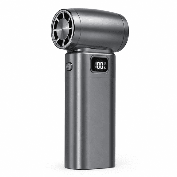 Handheld Turbo Fan High Velocity Jet Blower, Mini Air Duster & Desk Fan with One-Key Overclock Mode, Integrated Side LED Light for Outdoor Camping, PC Cleaning and Travel