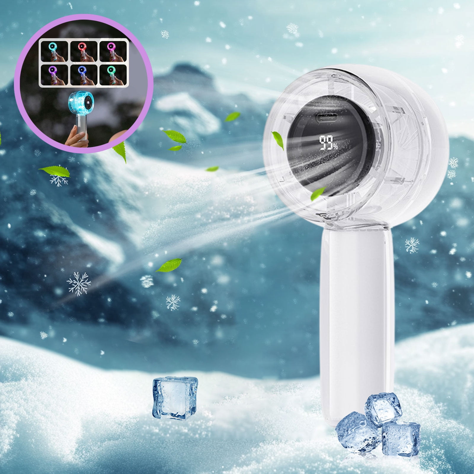 Handheld Turbo Fan,Lightweight Hand Held Mini Fans,with LED Display ...