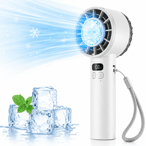 Portable Handheld Fan with Ice Cooling, 100 Speed Personal Turbo Fan Rechargeable, Up to 12Hrs Cooling Fan, LED Display, Ultra-Quiet, Mini Hand Fan for Beach Vacation,Travel