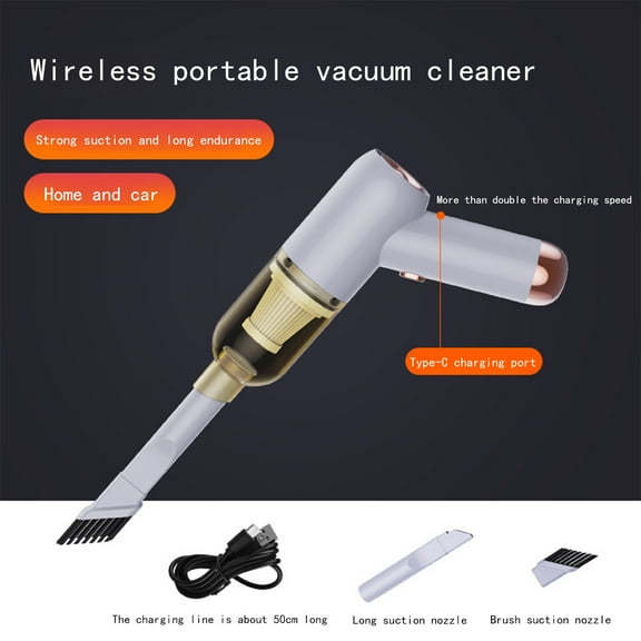 Handheld USB Charging Vacuum Cleaner,4000Pa Cyclone Wet & Dry Mini Vacuum for Car and Home,Portable Lightweight with Long Battery Life and Multi-Attachment Cleaning,for Cars,Sofas,and Desks-White