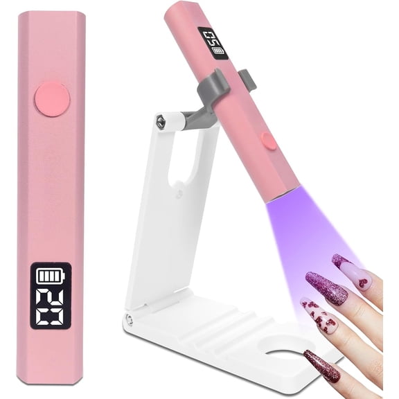 Handheld UV Light for Gel Nails with Stand, Mini Nail Lamp with LCD Display 3-Timer Modes Portable Cordless Rechargeable USB Small Nail Dryer for Fast Curing Home DIY Manicure Nail Art