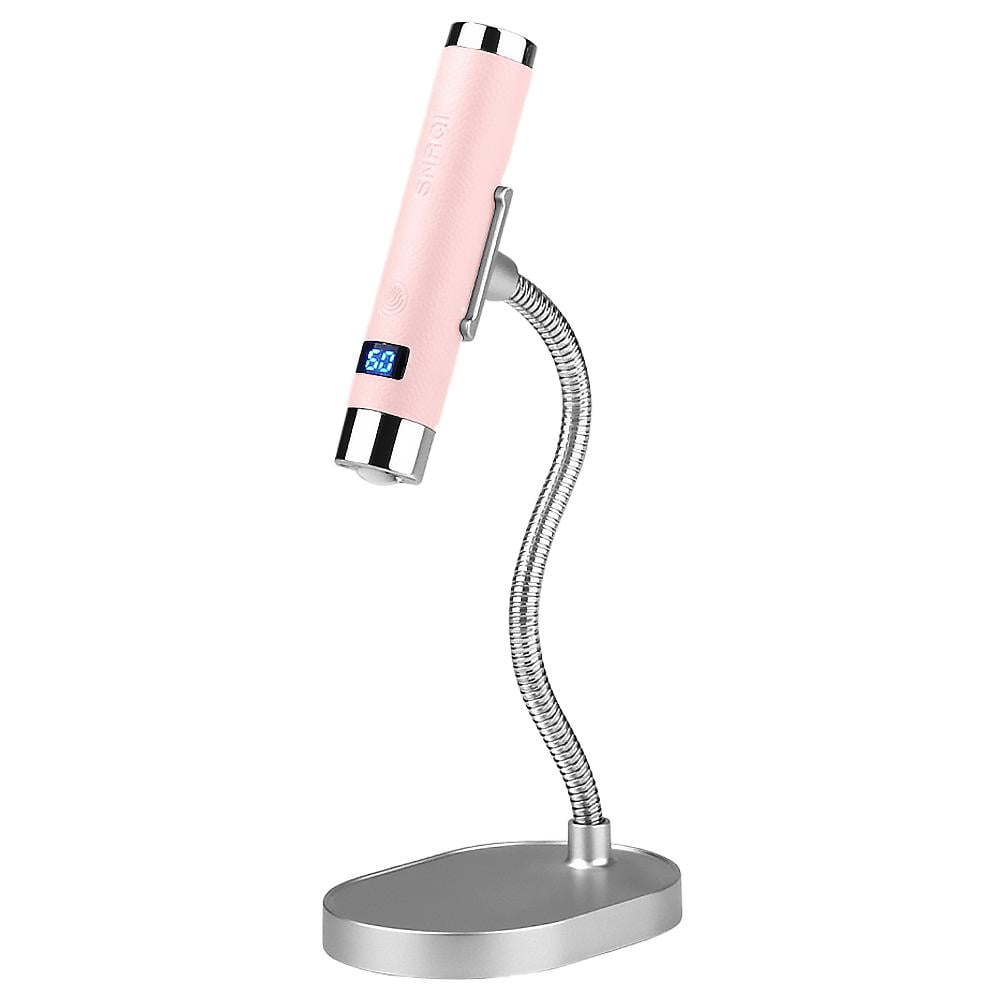 Handheld UV Light for Gel Nails with Stand, Mini Portable Cordless Nail Lamp with LCD Display, Eye-Protective Cover, Flash Curing for Glue