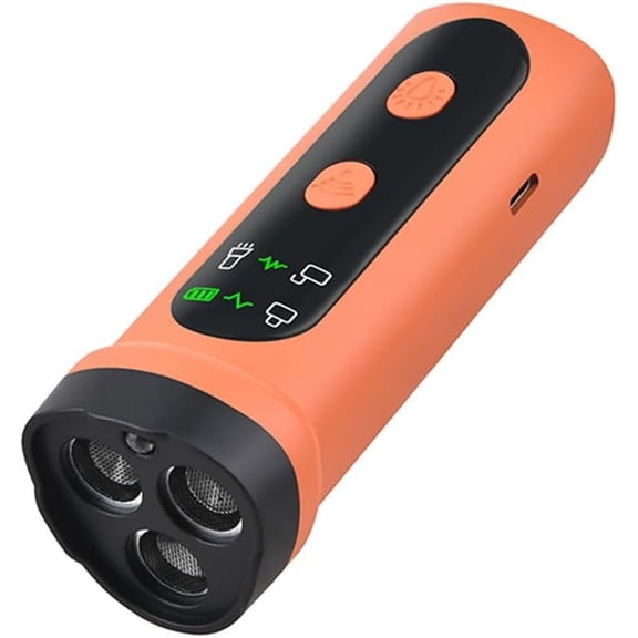Handheld Ultrasonic Dog Bark Deterrent Rechargeable with LED Light - Portable Anti Barking Training Device for Outdoor Use(Orange)