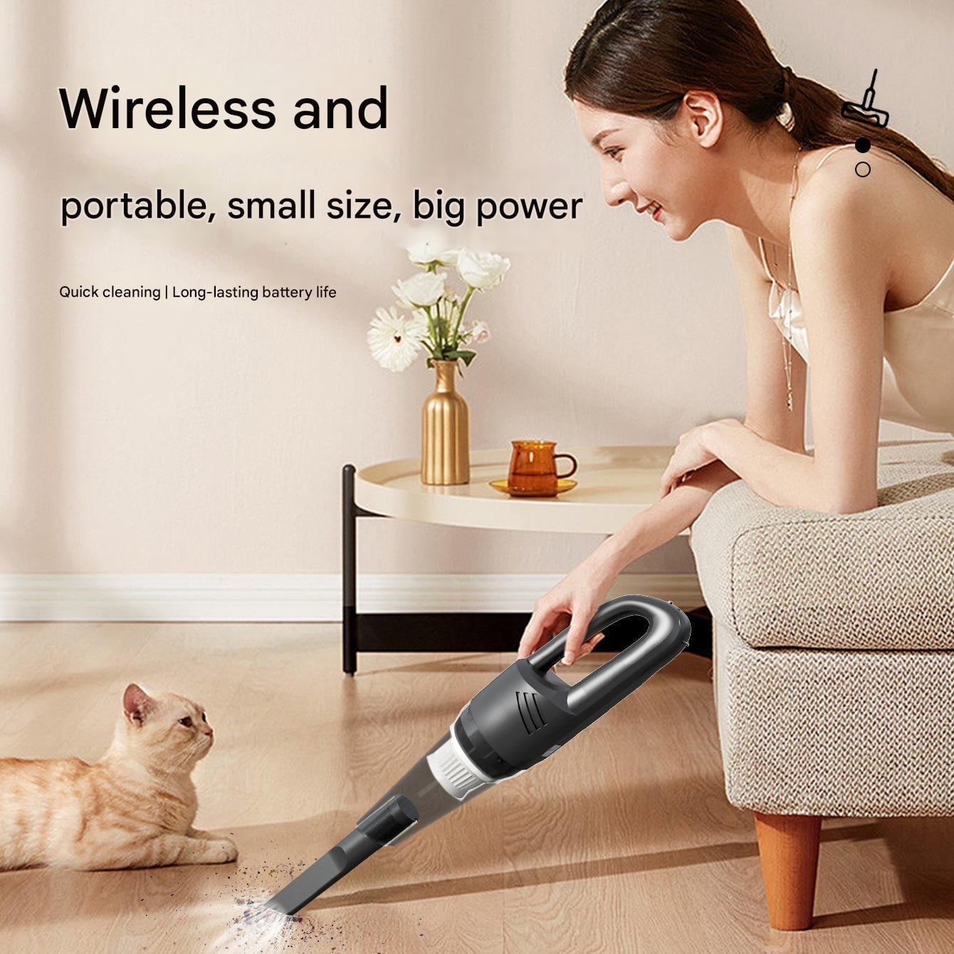 Handheld Vacuum Cleaner 240V Portable Wireless 120W Home Car Flat Mouth USB Charging Super Strong Suction
