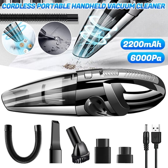 Handheld Vacuum Cleaner, 4000Pa Powerful Handheld Vacuum Cleaner, Rechargeable, Fully Equipped for Carpets, Sofas and Stairs, Pet Hair, Black