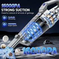 Handheld Vacuum Cordless, 16000PA Strong Suction Hand Held Car Vacuum Cleaner, Portable Hand Vacuum Rechargeable with Multi-Nozzles & LED Light for Home, Car, Office, Pets