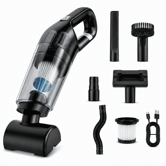 Handheld Vacuum Cordless, 26,000 Pa High Power Suction, Portable Rechargeable Car Vacuum Cleaner for Home, Office, Pet Hair, Car Detailing, Black