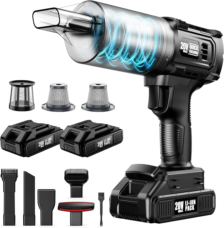 2025 Upgrade Mini Cordless Vacuum - Handheld Rechargeable Car Vacuum, Powerful Suction, 6600mAh, HEPA Filter, Blue