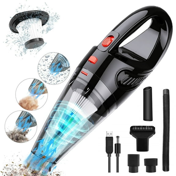 Qunler Handheld Vacuum Cordless, 6KPA Powerful Multi Stage Suction  Portable Car Vacuum Cleaner, Quick Charge Handheld Vacuum with Washable HEPA Filter for Car