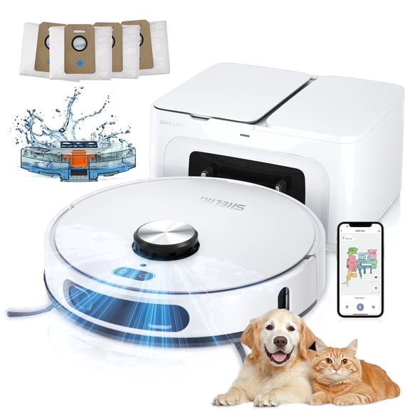 Robot Vacuum and Mop Combo with 3D Home Mapping, Self-Emptying Base for 70 Days, 220 Mins Runtime, Pet Friendly Anti-Tangle