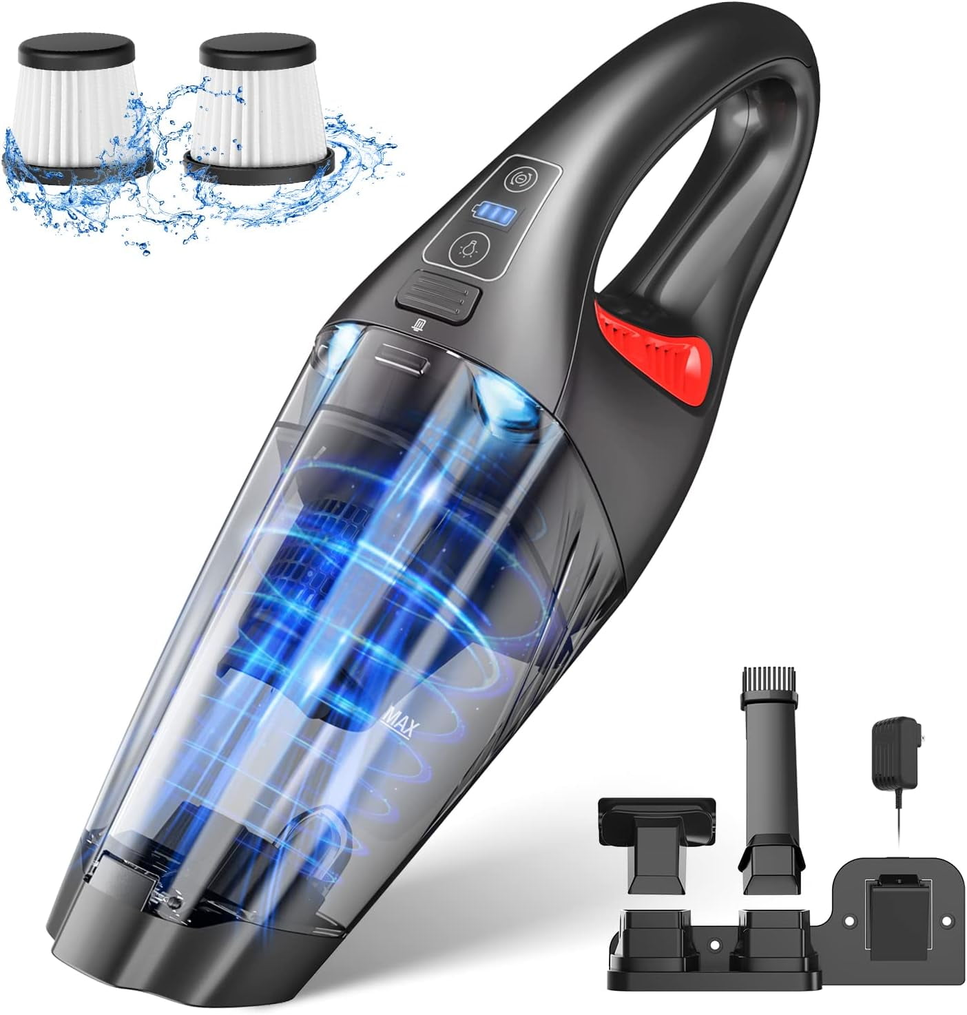 Handheld Vacuum Cordless Hand Vacuum with 9000PA/LED, Dust Busters Hand