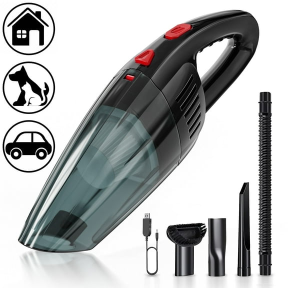Handheld Vacuum Cordless, Portable Mini Car Vacuum Cleaner Cordless with Powerful Suction, Hand Vacuum Cleaner Cordless Rechageable for Car, Black