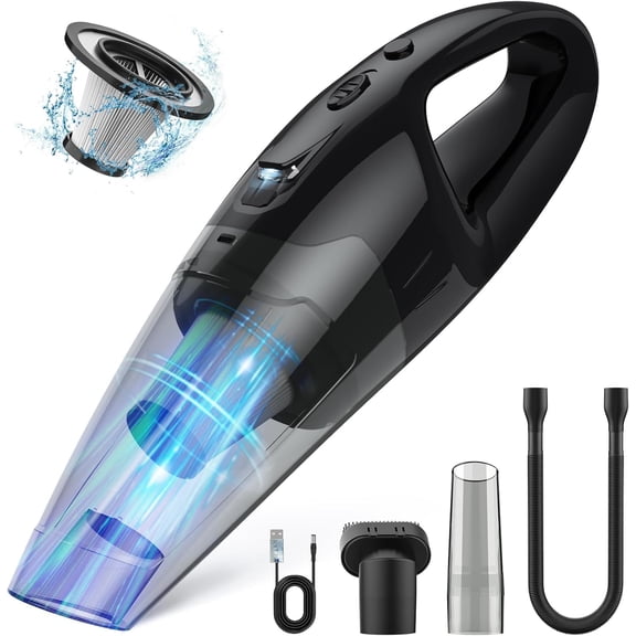 Handheld Vacuum Cordless Rechargeable, Mini Car Vacuum Cleaner with LED, USB Charge, 1.65LBs Hand Vacuum Cordless, 25 Minutes Run Time for Car/Home/Pet Hair