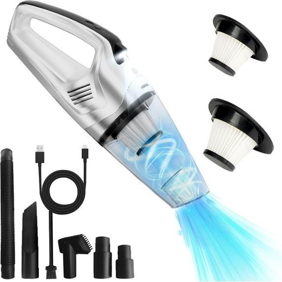 Handheld Vacuum Cordless Rechargeable,Portable Car Vacuum Cleaner with USB Charge.LED/Multi Accessories,Hand Vacuum Cordless for Pet Hair,Home,Car,Office