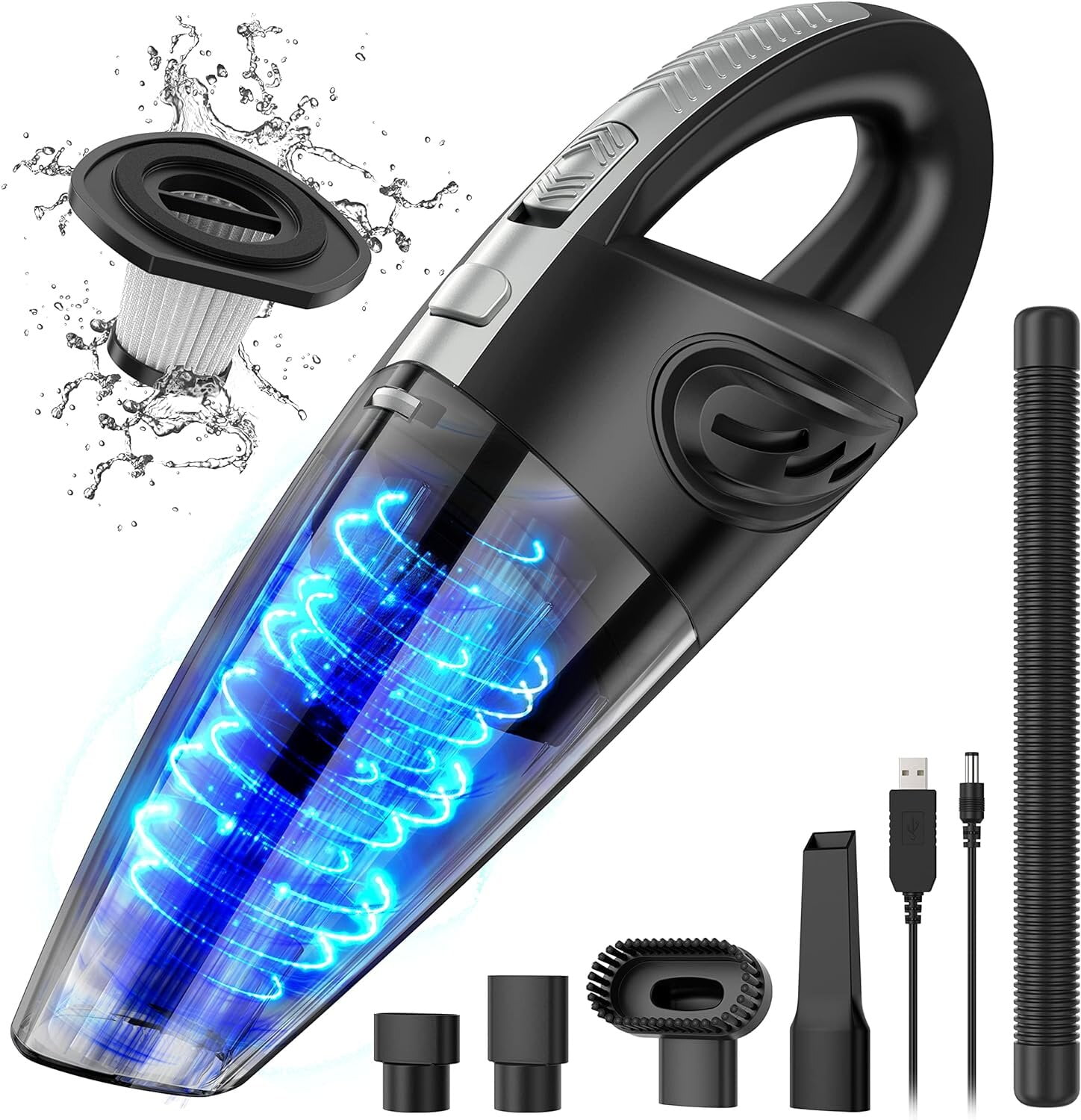 Praxo Handheld Vacuum Cordless, 6KPA Powerful Cyclonic Suction Vacuum  Cleaner duster, Car Vacuum Cleaner High Power, Portable Quick Charge Hand  Vacuum with Washable HEPA Filter for Car and Pet 