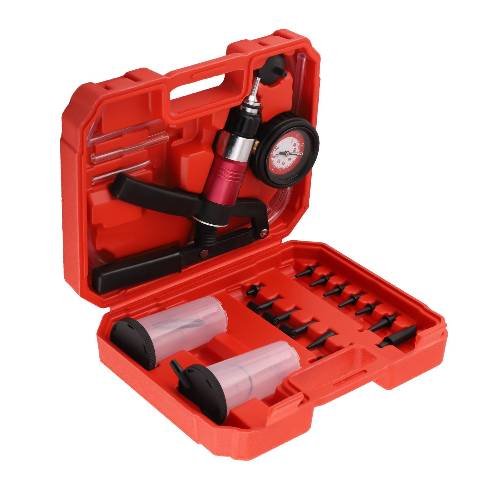 Handheld Vacuum Pressure Pump Tester Kit for Brake Fluid Bleeding, 0-60PSI Positive & 0-30PSI Negative Gauge, Universal Automotive Diagnostic Tool for Hydraulic Systems, SKU 87624527