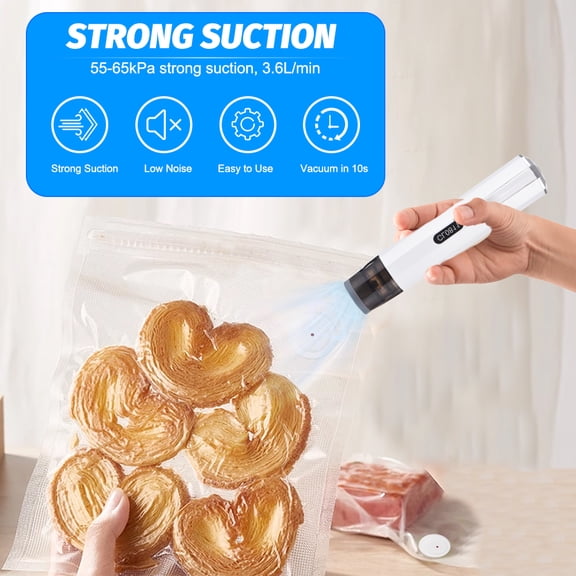 Handheld Vacuum Sealer Machine Portable USB Charging Food Sealer 2-in-1 Cordless Vacuum Pump with 5 Bags Black 6.89 x 1.77 x 1.18 inches / 17.5 x 4.5 x 3.0 cm