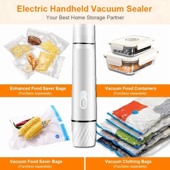 Handheld Vacuum Sealer for Food, 30 Reusable Bags & Battery Level Indicator for Kitchen,Gifts for Mom, Wife, Chef & Home