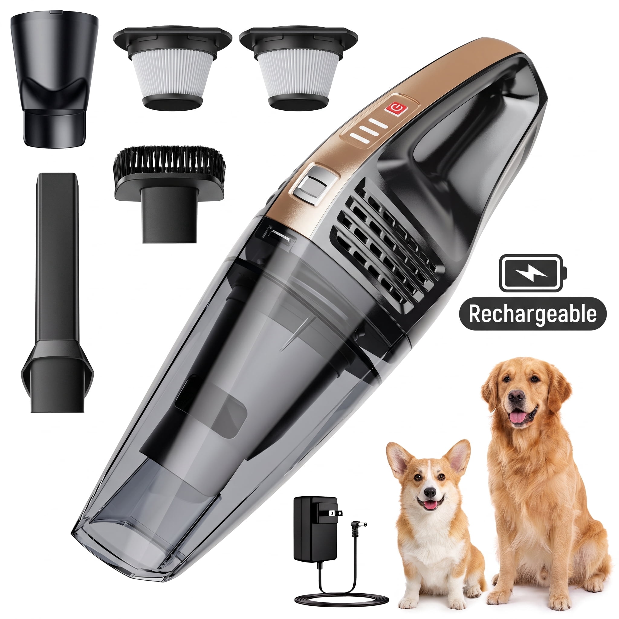 DAIVOS Cordless Handheld Vacuum, 18000Pa Portable Car Vacuums Cleaner with Rechargeable Battery, Strong Suction, with 2 Filters, 2 Power Modes, for Home, Office, Pet