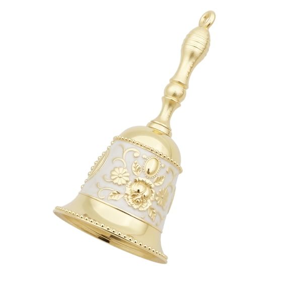Handheld Vintage Carved Metal Bell with Floral Pattern for Table Service Classroom Wedding Ceremony Festival Decoration