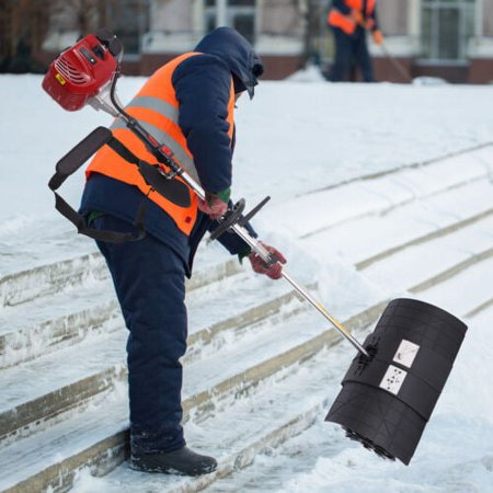 Handheld Walk Behind Sweeper 52cc 2Stroke Gas Power Broom Cleaning Driveway Tool