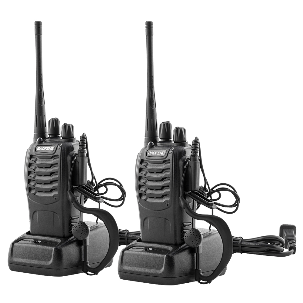 Handheld Walkie Talkies, 10KM Long Range 2-Way Radio 16-Channel with Earphones Black (2Pcs/Pair) - image 1 of 8
