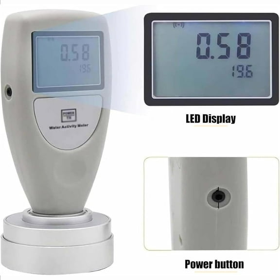 Handheld Water Activity Meter, Food Tester Monitor Water Analyzer with LED Display, ±0.03aw high-Precision Measurement and 5min Quick Work, for Food Like Dried Fruits Vegetables