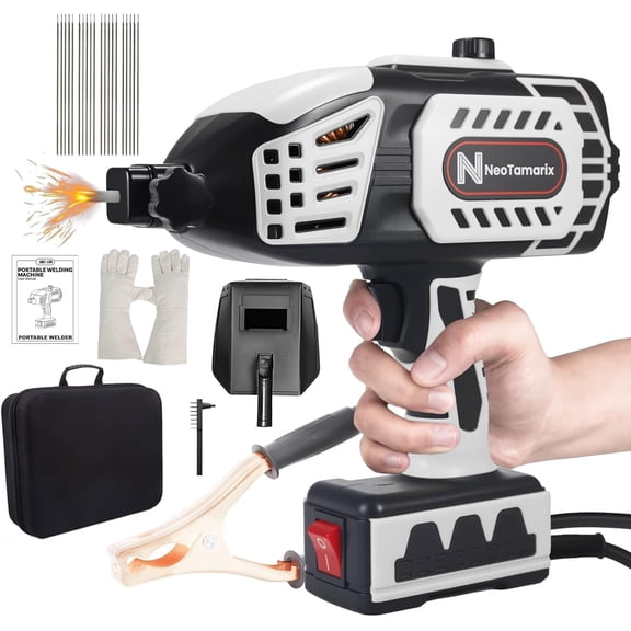 Handheld Welder Machine 110V, NeoTamarix 20-150A IGBT Inverter Portable ARC Welder Gun with 5 Variable Current Adjustment & 20PCS Rods, Handheld Welding Machine for 1/16"-1/8" Rods