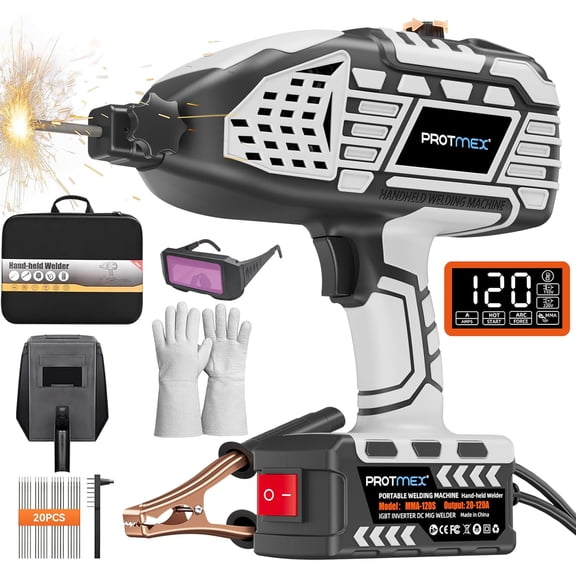 Handheld Welding Machine Portable Handheld Welder with Display110V IGBT Inverter Hand Welder ARC Welder Gun Fits 3/32"-1/8" Welding Rods for Home Projects
