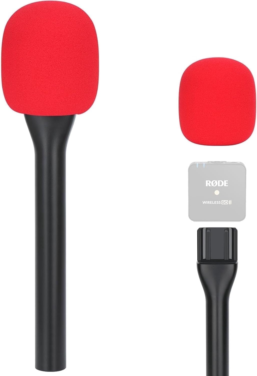 Rod Mmic Handheld Wireless Mic Stand for Rode Mic with Pop Filter(Red), Holder ...