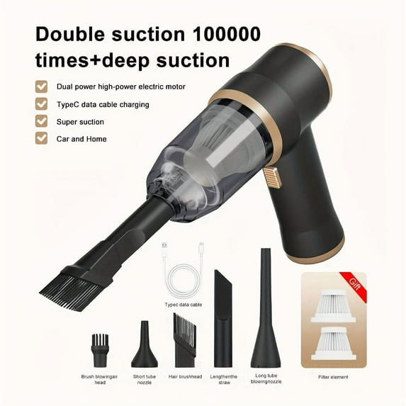 Handheld Wireless Portable Vacuum Cleaner - 5000Pa Strong Suction, 2000*2mAh Rechargeable Battery, 2-in-1 Blowing & Suction, High-Power Multifunctional Small Appliance for Cars & Households