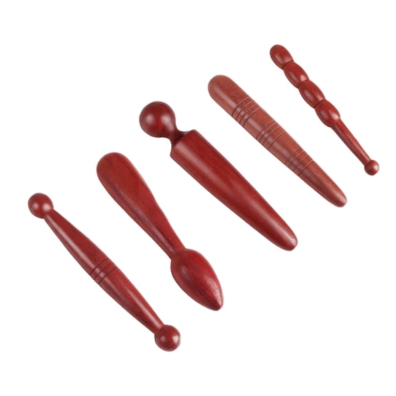 Handheld Wood Massage Sticks Natural Rosewood Contoured Design For Shoulder Back Foot Massage