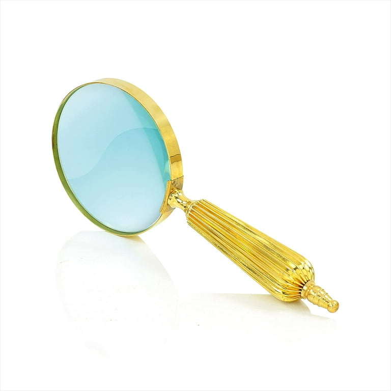 Handheld Wooden & Brass Handcrafted Premium Magnifiers | Reading Glass  (Polished Umbra)