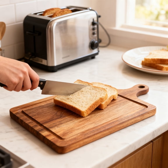 Handheld Wooden Serving & Cutting Board, Walnut Board for Food Prep and Dining Use