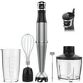 thumbnail image 1 of Handheld blender 1100W corded, 5 in 1 immersion blender set with chopper, whisk, frother, perfect for soup, , smoothies, silver, 1 of 6