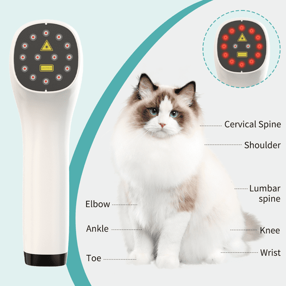 Handheld device 12pcs 650nm and 2pcs 808nm lamps for men and women neck shoulder back arm, leg joints, also for pets