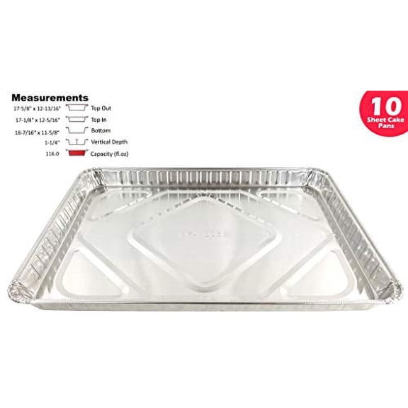 Handi-Foil 1/2 Half-Size Sheet Cake Disposable Aluminum Baking Pan Tins (pack of 10)