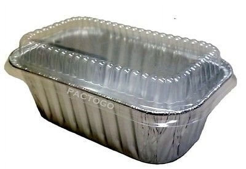 Handi-Foil 1 lb. Aluminum Foil Mini-Loaf/Bread Baking Pan w/Clear Low Dome Lid (pack of 25)