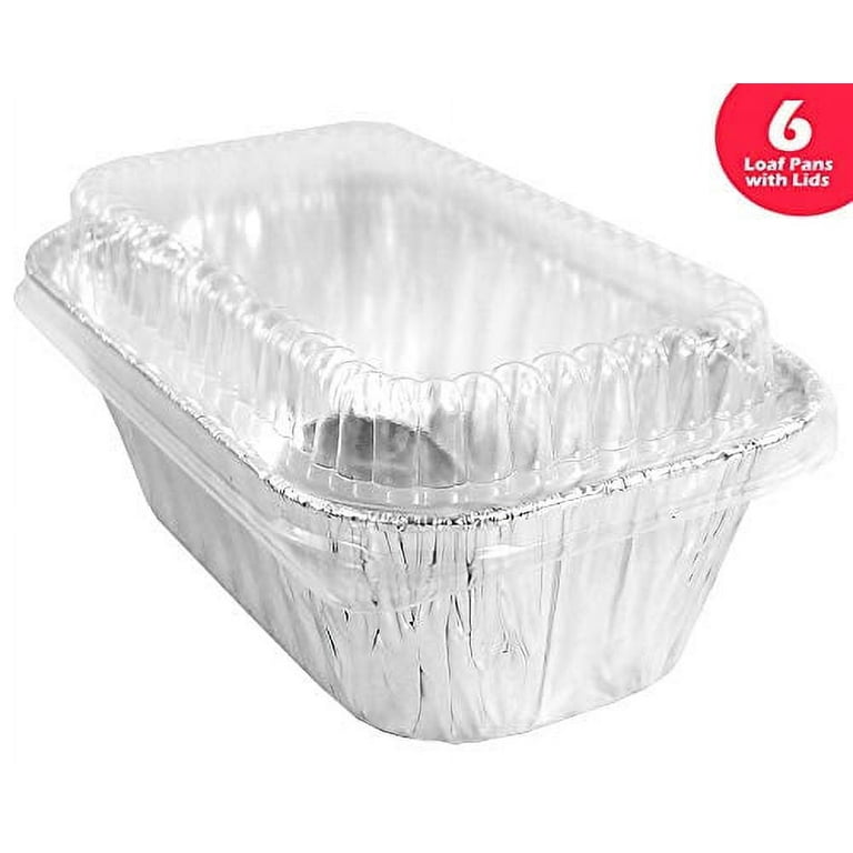 Handi-Foil 1 lb. Aluminum Foil Small Mini-Loaf Bread Pan w/Clear Dome Lid  (Pack of 6 Sets)