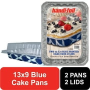 Handi-Foil 13" x 9" Aluminum Blue Pans with Lids, 2 Count