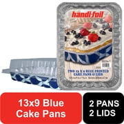 مقالي ألومنيوم زرقاء من Handi-Foil مع أغطية، 13 x 9، عبوتان