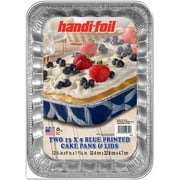 Handi-Foil Aluminum 13" x 9" Blue Geometric Pan w/Lids, 2 Count