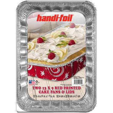 Handi-Foil Aluminum Pan Red with Lids, 13 x 9 inch, 2 Count