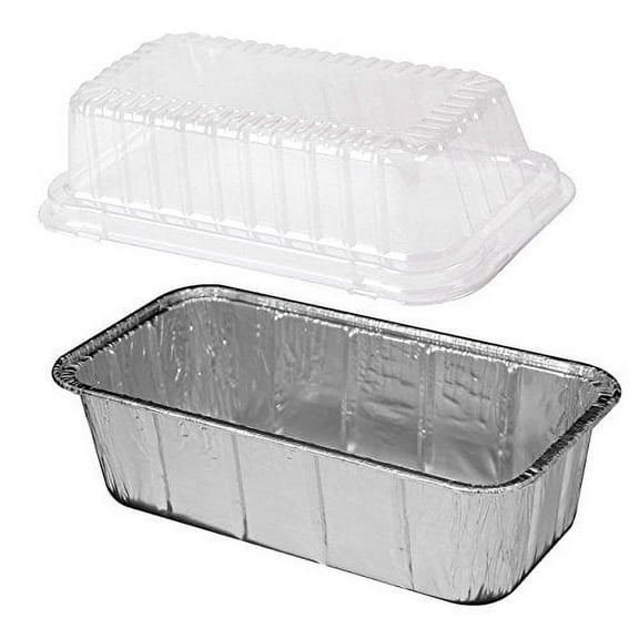 Handi-Foil 2 lb. Aluminum Foil Loaf Bread Pan w/Clear Plastic High Dome Lid 50 Pack (50 Sets)