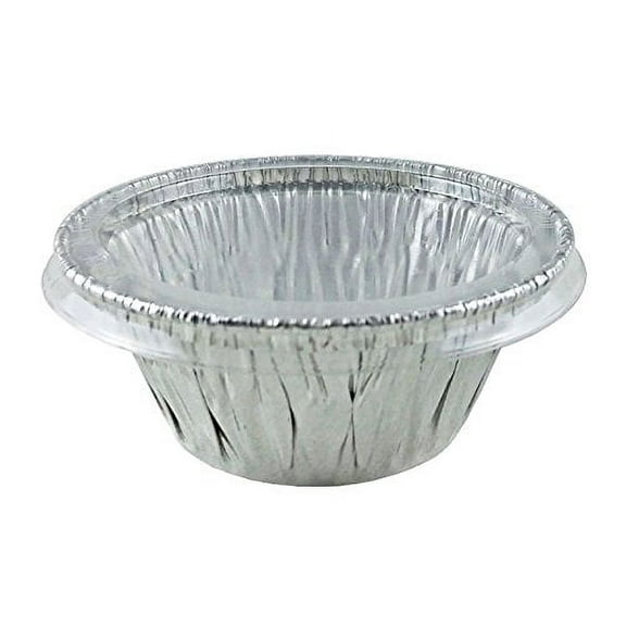 Handi-Foil 3.5 oz. Aluminum Foil Cup w/Clear Lid -Ramekin/Cupcake/Tart Container (pack of 50)