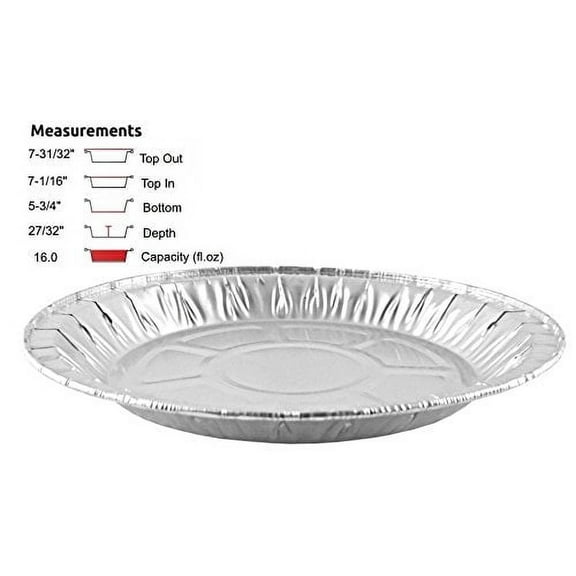 Handi-Foil 8" Aluminum Foil Pie Medium - Disposable Tin Baking Plates (Pack of 25)